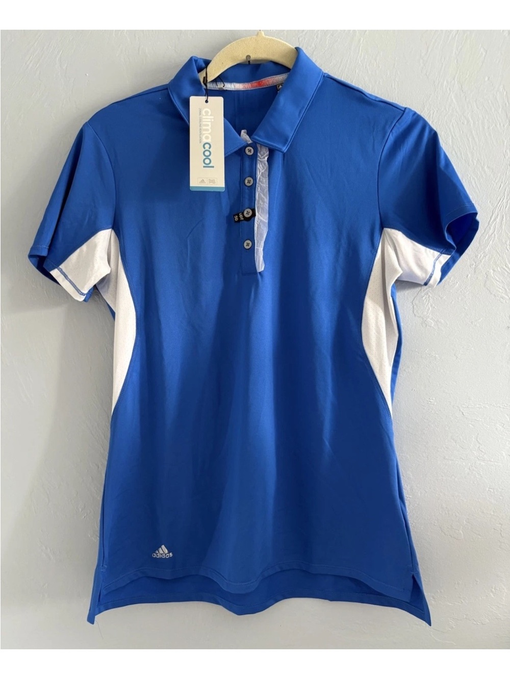 Adidas 3 Stripes Blue & White ClimaCool Polo SS NWT